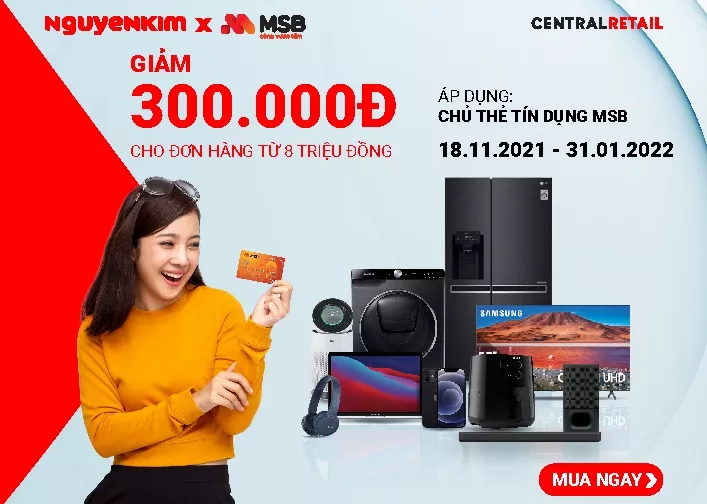 Ưu đãi thẻ tín dụng MSB giảm 300.000 đ 